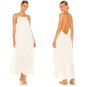 Sundress Zahara Maxi Dress Size XS/S Cream Sequin Halter Open Back Gauzy Boho